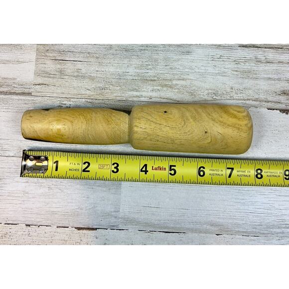 Two Toned Wood Mortar and Pestle Smashing and Grinding Kitchen Tool - Picture 8 of 8